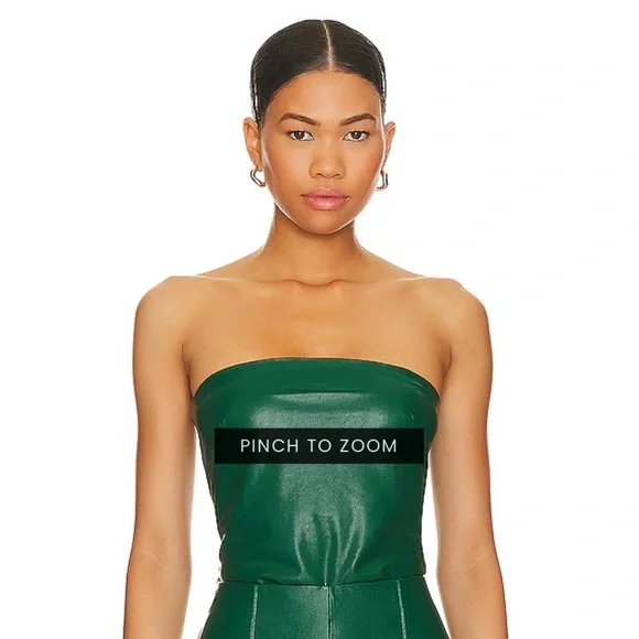 NWOT Revolve Amanda Uprichard Callie Tube Top Green Faux Leather Size L - Picture 3 of 6